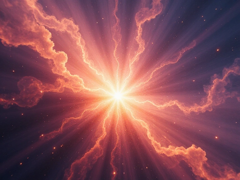 Immagine astratta che rappresenta energia, come un'aura luminosa o un flusso di luce, in colori vivaci ma naturali.